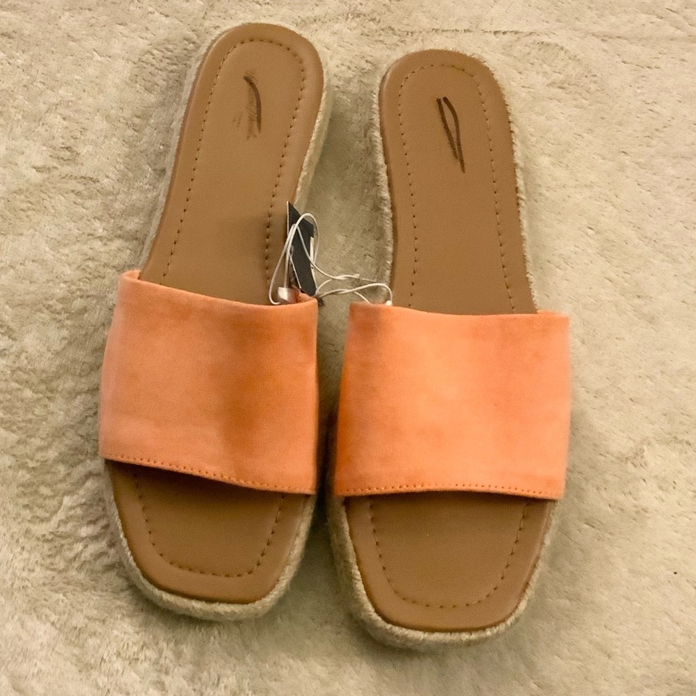 Universal Thread Maren Orange Square Toe Espadrille Slide Sandals Women Size 11